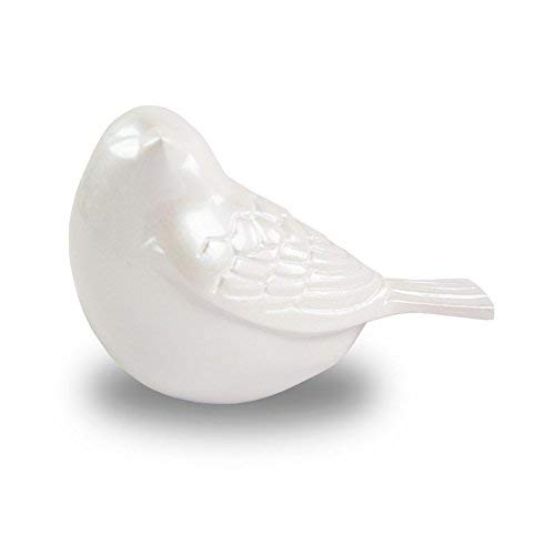 Songbird Bronze Memorial Keepsake for Sharing - Extra Small - Holds Up to 5 Cubic Inches of Ashes - Pearl White Cremation Keepsake for Ashes - Engraving Sold Separately