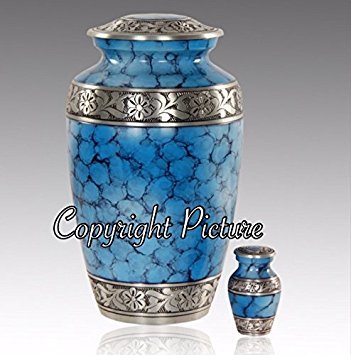 MEMORIALS 4U Classic Ocean fire and Silver Cremation Urn, Funeral Urn, New ~ Good Deal