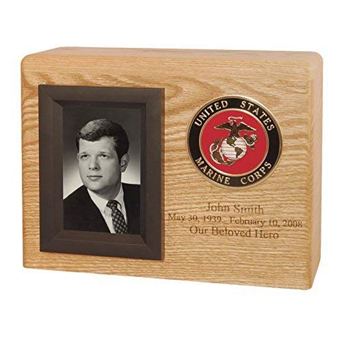 Wood Cremation Urn - Oak Picture Military (Air Force)