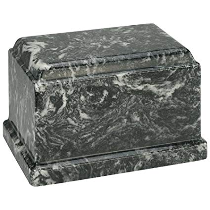 Silverlight Urns Ebony Olympus Cultured Marble Cremation Urn (Black with White Marbling) - Adult/Large Size