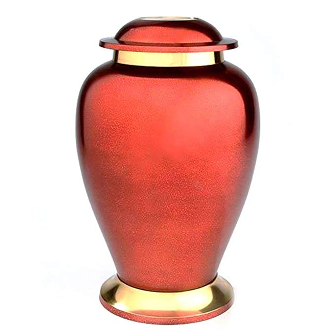 Beautiful Life Urns Eternal Love Adult Cremation Urn - Distinct Brass Funeral Urn with Deep Copper Red Finish (Large)