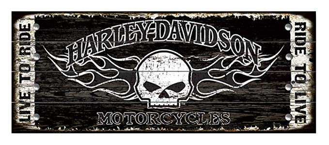 Harley-Davidson 17 x 44 Genuine Willie G Skull Studded Wood Sign W5-SCGPX8-HARL