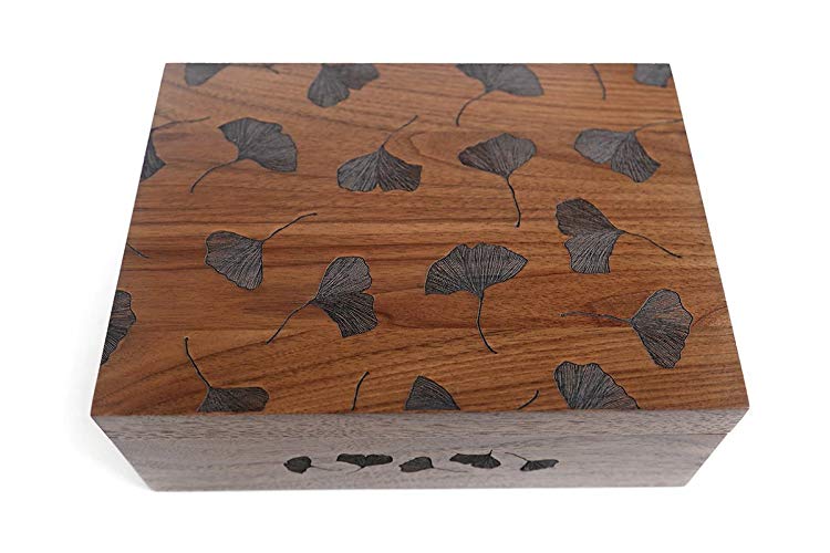 Ginkgo Leaves Laser Cut Wood Keepsake Box (Wedding Gift/Baby Shower Gift/Heirloom / Decorative/Handmade)