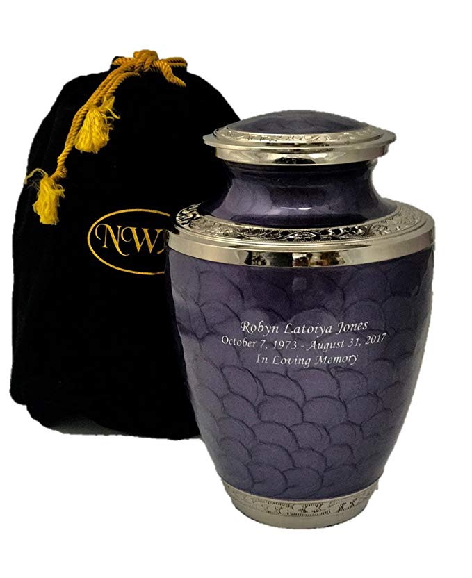 NWA Cremation Urn, Lavender Adult Funeral Cremation Urns With Personalization