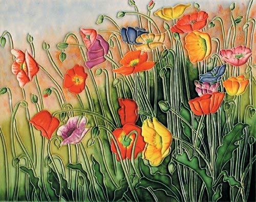 Poppies - Decorative Ceramic Art Tile - 11