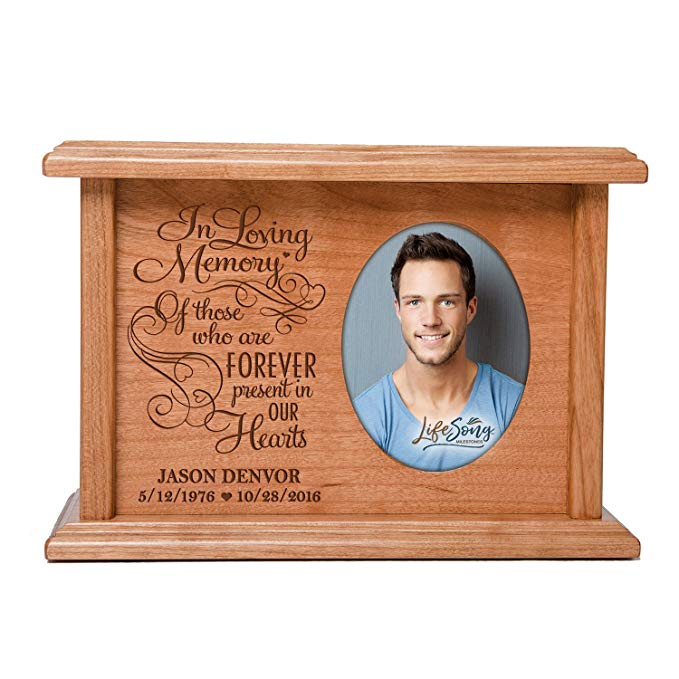 LifeSong Milestones Cremation Urns for Human Ashes SMALL Memorial Keepsake box for cremains, personalized Urn for adults and children ashes In Loving Memory SMALL portion of ashes holds 2x3 photo