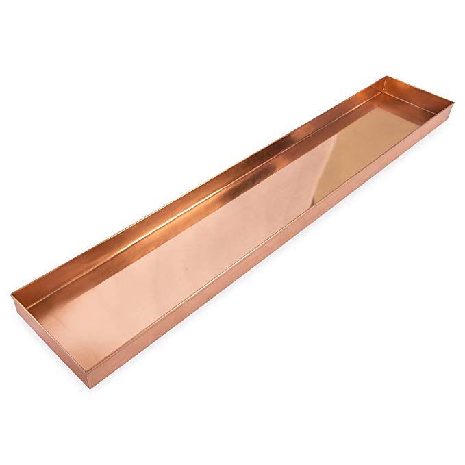 Achla Designs Long Copper Rectangular Windowsill Plant Tray, 29-in