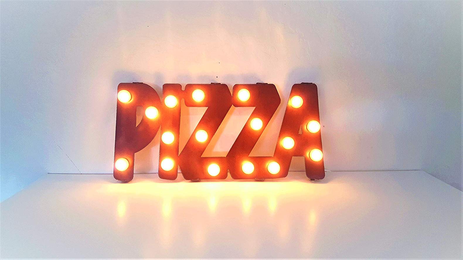 Pizza marquee vintage inspired rusty rustic lighted sign