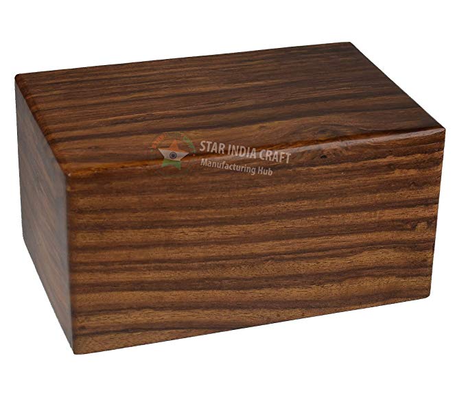 STAR INDIA CRAFT Urns for Human Ashes Adult, Rosewood Cremation Urns for Ashes, Hand Engraved Funeral Urns Box, Pet Urns for Dogs Ashes, Saint Jackson Wooden Urn (Plain, Large - 180 Cu/in)