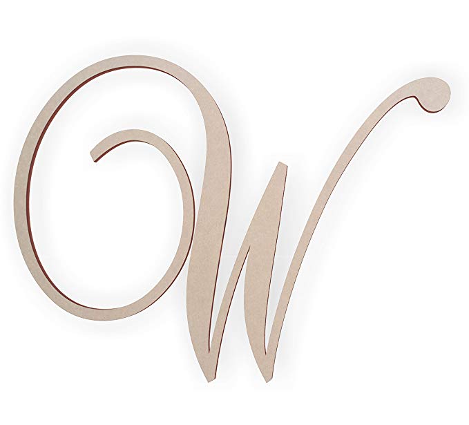 Jess and Jessica Wooden Letter W, Wooden Monogram Wall Hanging, Large Wooden Letters, Cursive Wood Letter