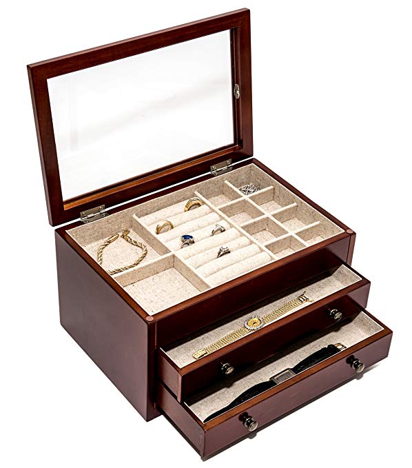 Perry Street Walnut Men's/Women's Jewelry Box