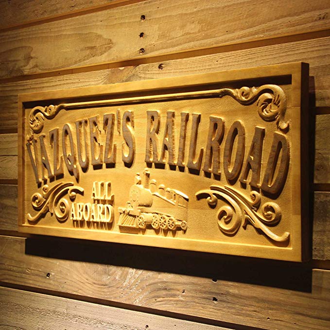 ADVPRO wpa0417 Railroad Name Personalized Train Station Lover Gift Wood Engraved Wooden Sign - Large 26.75