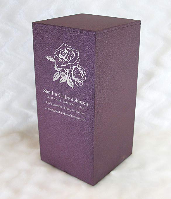 PERSONALIZED Engraved Roses Cremation Urn for Human Ashes -Made in America- Handcrafted in the USA by Amaranthine Urns, Adult Funeral Urn -Eaton DL- (up to 200 lbs living weight) (Rose Wine)