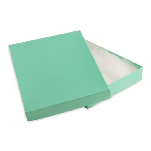 100 pcs Teal Blue Cotton Filled Jewelry Gift Boxes 7x5