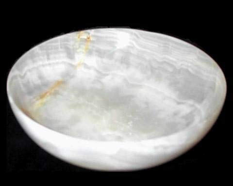 Khan Imports Large White Onyx Stone Bowl, Decorative Marble Fruit Bowl Centerpiece - 12 Inch