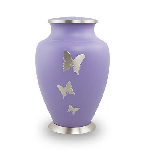 Aria Butterfly Bronze Memorial Urn for Sister, Mother - Large - Holds Up to 200 Cubic Inches of Ashes - Purple Cremation Urn for Human Ashes