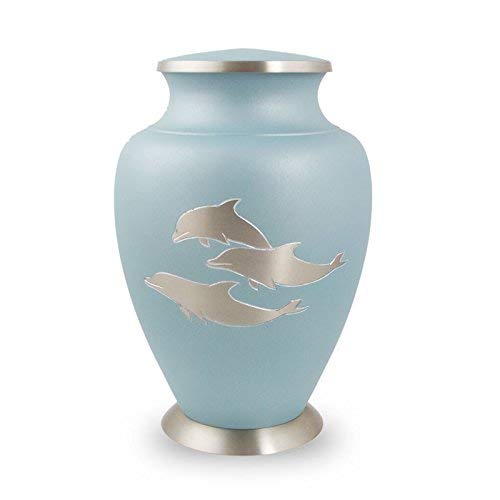 Aria Dolphin Cremation Urn - Large - Blue - Metal