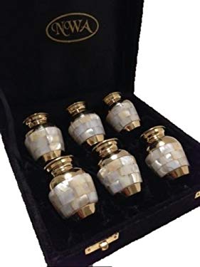 Cremation Urn, Mother of Pearl Keepsake Funeral Urns-set of 6 with Case