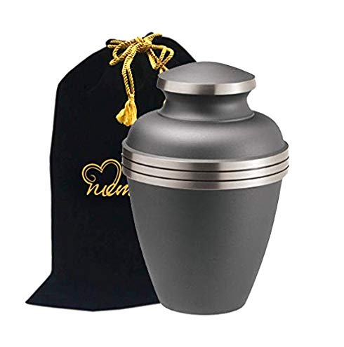 MEMORIALS 4U Ashen Pewter Cremation Urn - Brass Urn for Human Ashes - Large Pewter Urn - Handcrafted Affordable Urn for Ashes - Adult Urn with Free Bag