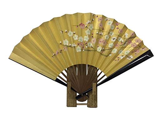 MIYAWAKI BAISENAN Folding Fan Plum Gold small