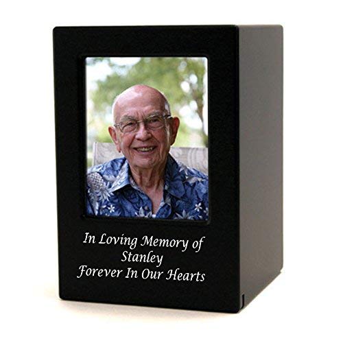 Photo Frame Wood Memorial Urn for Ashes - Large - Holds Up to 200 Cubic Inches of Ashes - Modern Black Cremation Urn for Human Ashes - Engraving Sold Separately