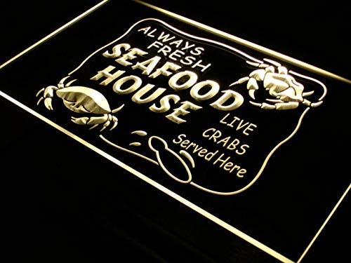 ADVPRO Seafood House Fresh Crabs Display LED Neon Sign Yellow 24