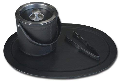 Dacasso Black Leather Serving Set, 3-Piece