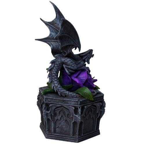 Anne Stokes Gothic Dragon Beauty Box Statue Trinket Jewelry Box Purple Rose Caja Rosa Morado