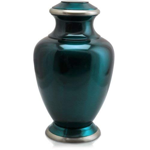 Custom Shiny Turquoise Brass Cremation Urn - Can Be Engraved With Your Own Personalization (6