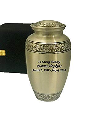 Custom Adult Funeral Cremation Urn, Ash Urns With Personalization and velvet box