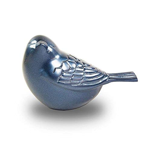 OneWorld Memorials Songbird Bronze Keepsake Urns - Extra Small - Holds Up to 5 Cubic Inches of Ashes - Frost Blue Keepsake for Ashes - Engraving Sold Separately