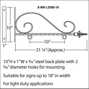 Wood Metal Tin Aluminum Hanging Sign Scroll Brackets, Overall Width 21-1/2