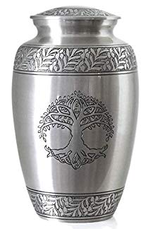 Tree of Life Silver Pewter Cremation Urn for Ashes/Funeral Urns by Glow Choice/Gift or Tribute Vase for Burial Memorial/Beautiful & Affordable