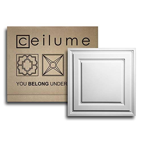 6 pc. - Ceilume Oxford White 2 X 2 Lay-in Ceiling Tiles - $3.49 Per Sq. Ft. - $13.96 Per Tile –Faux Ceiling, Drop Ceiling, Decorative Ceiling Tiles, Glue up Ceiling, 24x24, T-bar Ceiling