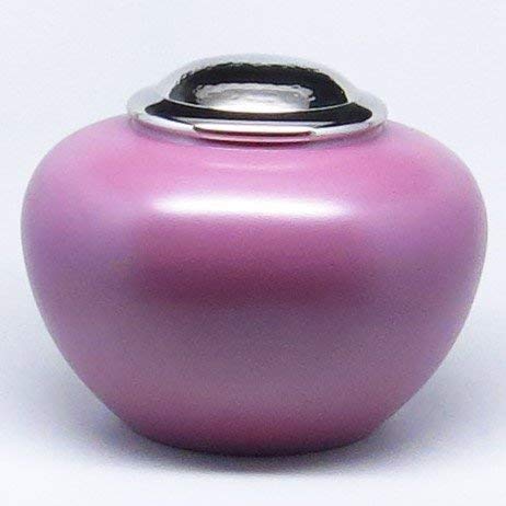 Ansons Urns Dark Pink Cremation Urn - Low Profile Funeral Urn for Human Ashes - Burial urn with lacquer finish - 100% Brass - Low Profile - Full Adult Size
