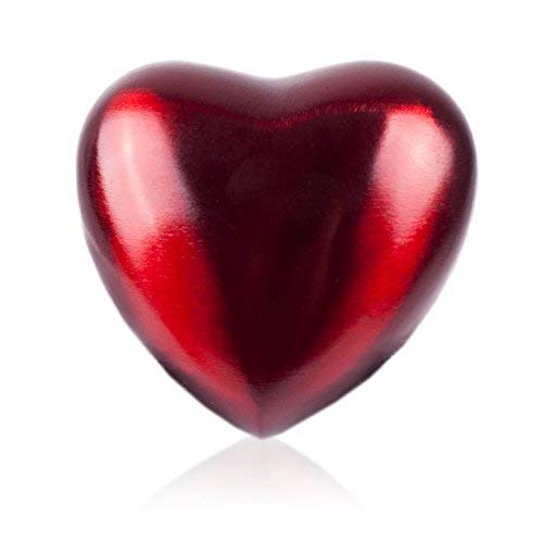 Heart Bronze Memorial Keepsake Urns - Extra Small - Holds Up to 3 Cubic Inches of Ashes - Crimson Red Cremation Urn for Ashes - Engraving Sold Separately