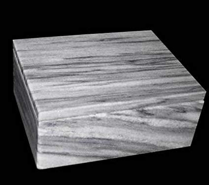 Khan Imports Decorative Gray Marble Box, Grey Stone Box with Lid - Rectangular, 5 Inch