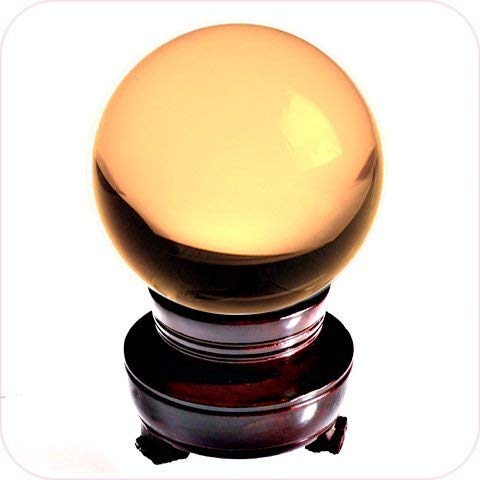 Amlong Crystal Yellow Crystal Ball 150mm (6 in.) Including Wooden Stand and Gift Package