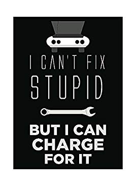 I Can?t Fix Stupid But I Can Charge For It Sign - Garage Mechanic Man Cave Funny Signs - Aluminum Metal