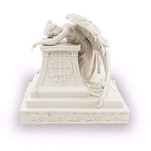 Angelo Triste Polyresin Memorial Urn for Adults - Extra Large - Holds Up to 215 Cubic Inches of Ashes - Marble White Cremation Urn for Ashes - Engraving Sold Separately