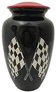 Racing Flag Funeral Cremation Urn, Adult size Ash Container