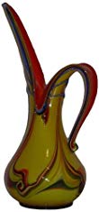 Ely's glass art Pitcher, Yellow/Red