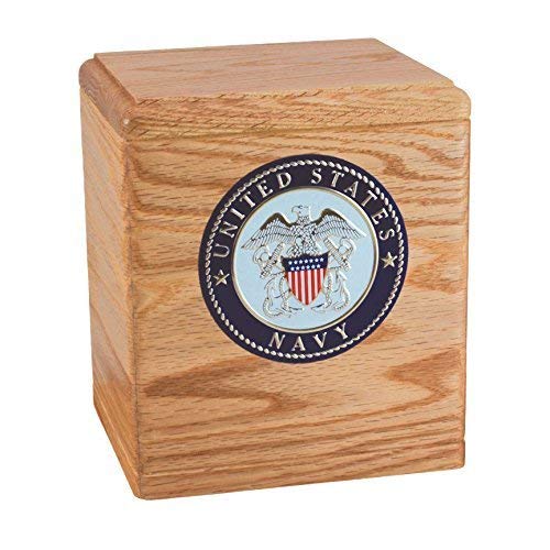 Wood Cremation Urn - Oak Freedom Military (Navy)