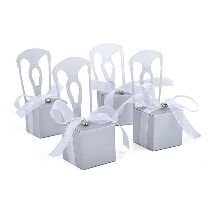 Aspire Wedding Favor Box Place Card Holders DIY Chair Party Favor Candy Box Small Gift Boxes-Silver Chairs-1000