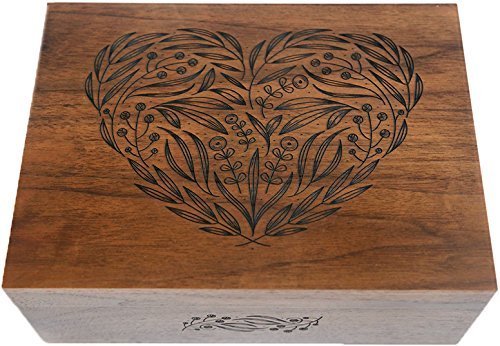 Floral Heart Laser Cut Wood Keepsake Box (Wedding Gift / Baby Shower Gift / 5 Year Anniversary / Heirloom / Decorative / Handmade / Personalized Available)