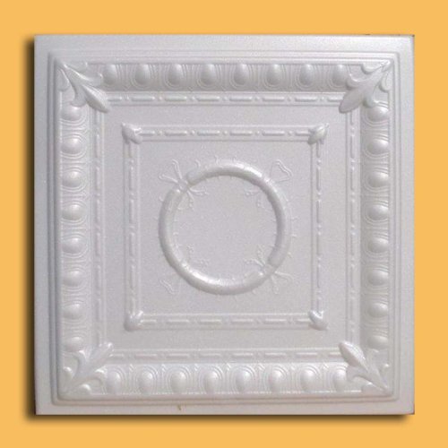 Ancona White (Foam) Ceiling Tile - 40pc Box - Decorative Ceiling Tile Easy Glue up DIY