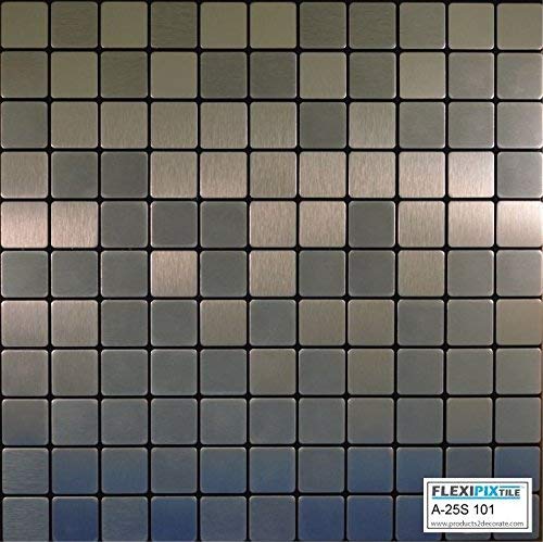 FLEXIPIXTILE,10-Piece Aluminum Mosaic Tile, Peel & Stick, Backsplash, Accent Wall, Frozen