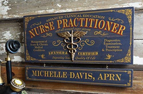 A Simpler Time Nurse Practitioner Wood Sign with Personalized Nameboard