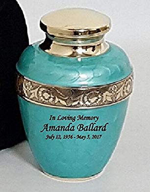 NWA Cremation Urn, Solid Brass Adult Funeral Cremation Urn, Air Force Blue with Personalization