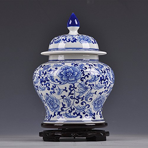 ALL DECOR Classic Asian Blue and White Ceramic Urn - 10